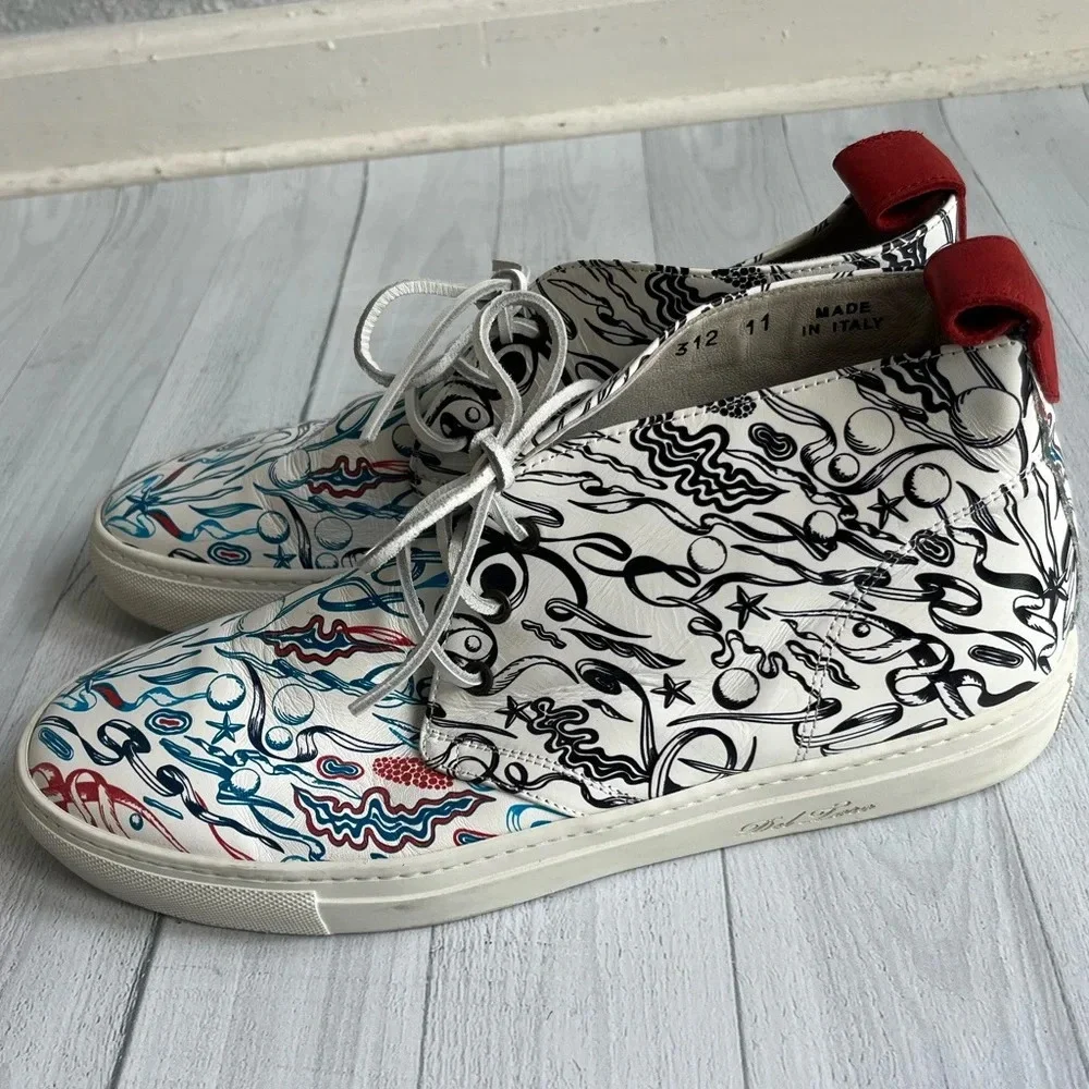 RARE Del Toro x Pepsi Live For Now Blue & Red Printed Leather Chukkas Size 11